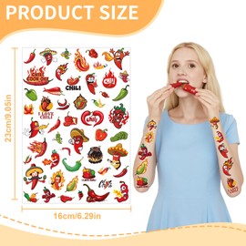 MOIZYNG 400+ PCS Chili Cook Off Temporary Tattoos, Hot Flaming Peppers Fake Tattoos Stickers for Chili Cook off Competition Cinco De Mayo Mexican Fiesta Birthday Party Festival Supplies