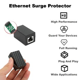 Ethernet Protector RJ45 Female POE Gigabit Ethernet Lightning Suppressor LAN Network CAT5/CAT6 Thunder Arrester for Protections Device Extension Adapter Protectores de sobretensión