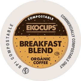 Ekocups Organic Breakfast Blend Coffee Pods - Light Roast, Compostable, Plant-Based & Freshness-Sealed - French Press-Quality Brew - Keurig Compatible, 20ct