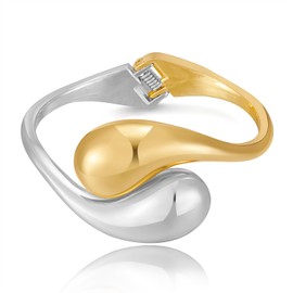 INNERDIVA Two Tone Cuff Bangle Bracelets for Women Teardrop Bracelets Chunky Waterdrop Bracelets
