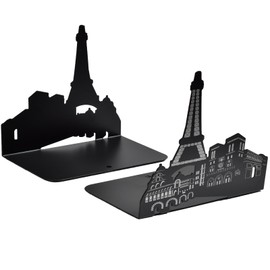 MPEIPILA Book Support, Book Ends, Book Holde, Holder for Shelf, Pack of 2, Black Metal Bookends, Bookends for Bookshelves, Solid Bookends for Comics, CDs and DVDs, Books Support Shelf