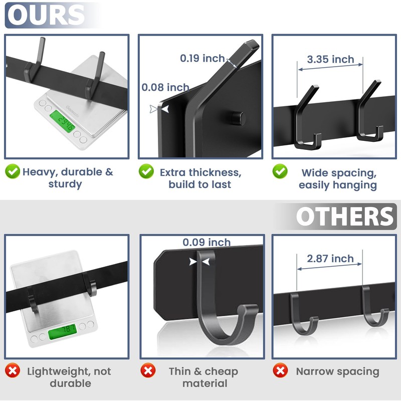 evory Coat Rack Wall Mounted,5 Coat Hooks for Hanging Coats,Metal