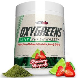 EHP Labs OxyGreens Super Greens - Superalimento en polvo de espirulina y clorella, jugo verde en polvo y suplementos de verduras con fibra prebitica, 
