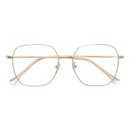 Oversized Square Reading Glasses 1.5 Women, Large Blue Light Blocking Readers, Fashion Metal Anti Eyestrain Eyeglasses