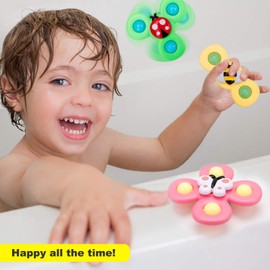 Suction Toys for Baby, 3PC Baby Bath Toys with Rotation Suction Cup for Baby Dining Table/Bathing/Travelling