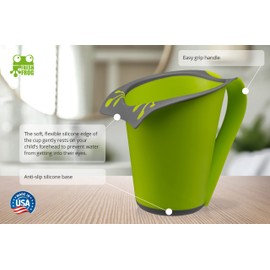 FRESH FROG - Plastic Bath Cup (800ml, 27 fl Ounce) Waterfall Rinser, Made in USA (Green)