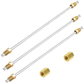 MuHize 3PC 16" Zinc-coated Steel Brake Lines - 3/16" Flexible Tubing with Inverted Double Flared Ends & 2 Unions for Reliable Braking