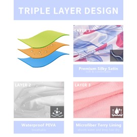 Auban Shower Cap, Shower Cap for Women Terry Cloth Lined EVA Exterior Reusable Double Layer Waterproof, Large Bath Hair Cap, Hotel Travel Essentials Accessories Cleaning Supplies (Flower)