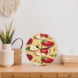 XMNYGJ Apple Painting Wall Clock 12 Inch Silent Non Ticking Battery Operated Easy to Read Standing Round Clocks Decorative for Bathroom Kitchen Bedroom Living Room Office