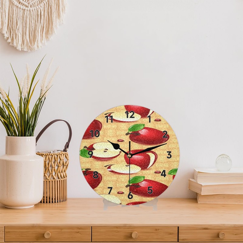 XMNYGJ Apple Painting Wall Clock 12 Inch Silent Non Ticking