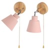 Macaron Bedside Wall Lamp Space Saving Pink Lampshade Wall Sconces
