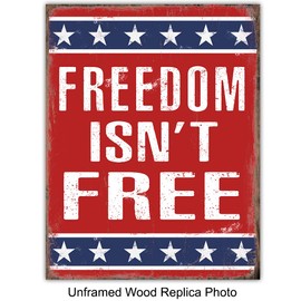 Patriotic Wall Decor Set Prints - American Flag Wall Art - Military Wall Decor - Gift for Veterans, Marine Corps, Army, Air Force, Navy, Coast Guard, Vets, Men, Women - USA Sign Plaque