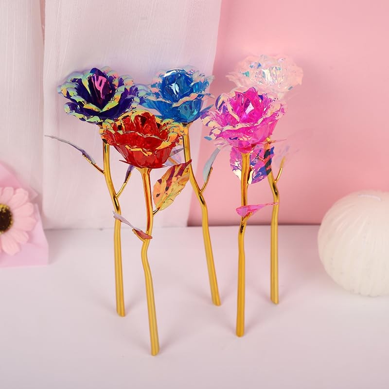 20PCS Artificial Colorful Flowers Galaxy Rose Crystal Flower Glass Rose