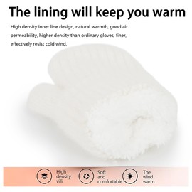 HinyBoeh Womens-Winter-Mittens Warm-Knit-Gloves - Soft-Stretchy Faux-Rabbit-Fur-Mittens for Cold-Weather