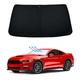 BESTVIEW Windshield Sun Shade Compatible with Ford Mustang 2015-2024, Foldable Reflective Sun Visor Protector, Upgraded 3 Layers 210T Material