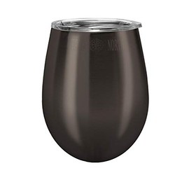 True North Stainless Steel Wine Glass Insulated Tumbler + Goblet with No-Spill BPA Free Triton Lid, Keeps Drinks Warm or Cold for 24 Hours, 10 oz, Jewel Charcoal
