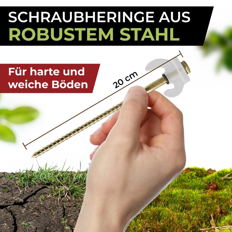 ABCamping [10x] Screw Pegs 80 x 200 mm with Hooks