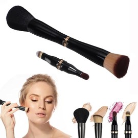 Cepillo De Maquillaje De Doble Cara 4 En 1 Cepillo De Maquillaje De Viaje Esponja Polvo Brochas Cepillo De Viaje Desmontable Cepillo De Maquillaje Básico Cepillo De Viaje Doble Maquillaje