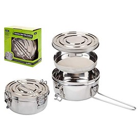 Stainless Steel Pot with Lid and Plate Ideal for Camping