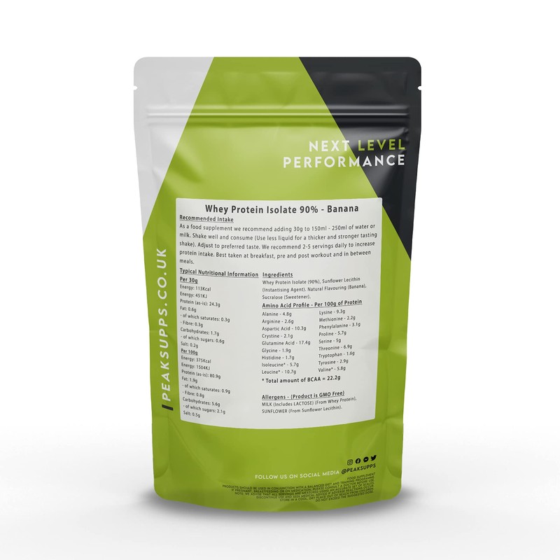 Whey Protein Isolate 90% - All Flavours (Banana, 60g (2