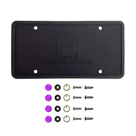 Silicone License Plate Frame Back Guard Holder Rust-Proof Rattle-Proof Weather-Proof + Purple Aluminum Screw On Caps Hardware