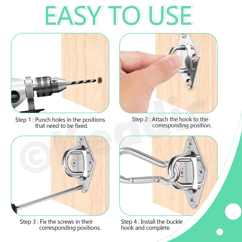 Keadic 24pcs M5 304 Stainless Steel Eye Plate Marine Hardware