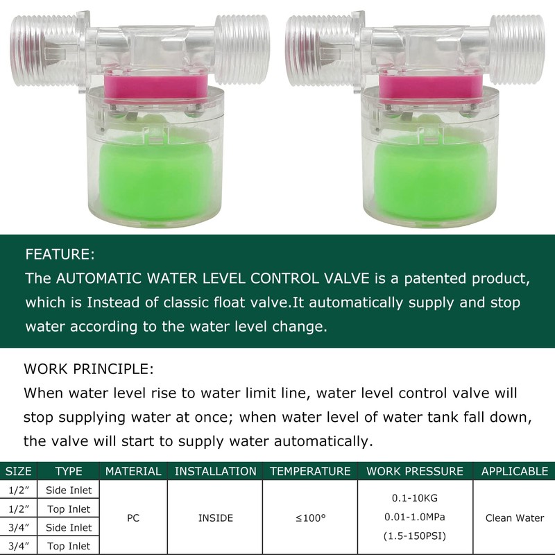 Transparency Water Float Valve, Water Level Control Water Tank Traditional
