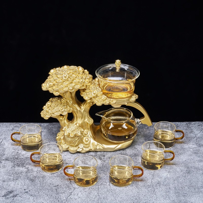 Zurucily Glass Teapot Set with Infuser Semi Automatic Tea Set