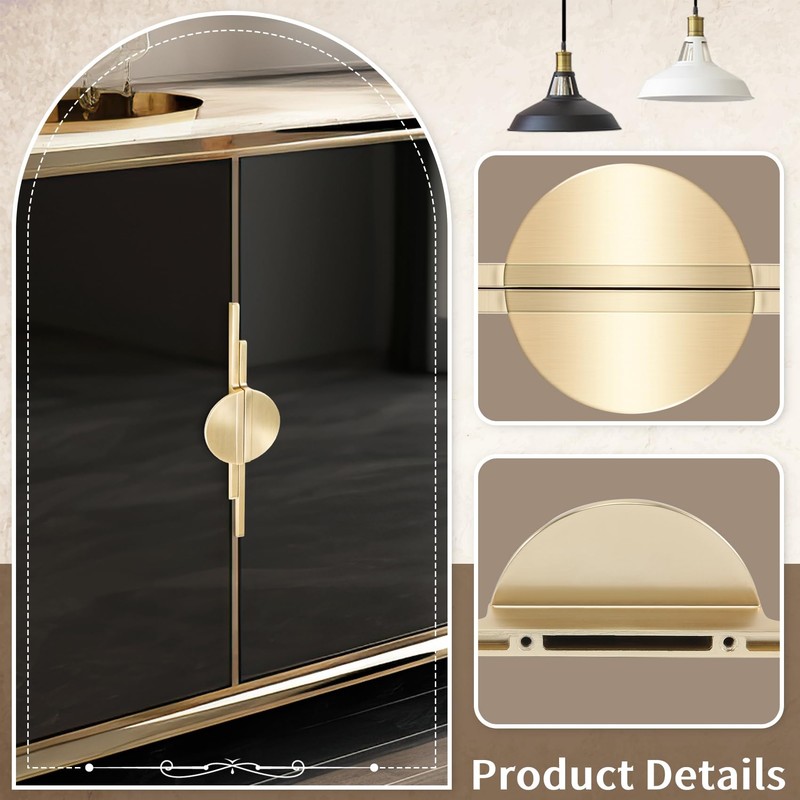 Wobekuy Pack of 2 Cabinet Handles Gold Handles for Kitchen