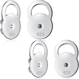 Earring Backs 18K White Gold Plated Sterling Silver Hypoallergenic Earring Clasp for Earrings with Delicate Gift Box, Sterling Silver White gold Sterling Silver, silver