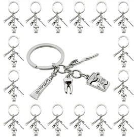 PHAETON 20PCS Toothbrush Toothpaste Keychain Tooth Shape Keyring Dentist Keychain Dental Hygienist Gift Dental Student Gift Dentist Graduation Gifts Christmas Birthday Gifts