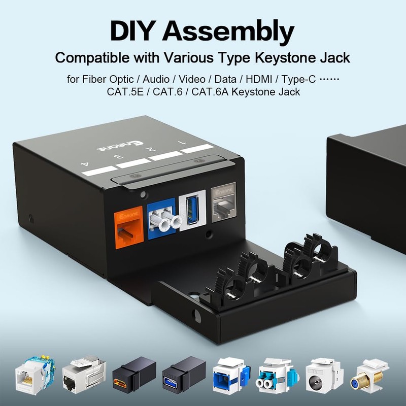 Enmane 4 Port Blank Keystone Patch Panel Shielded Network Patch