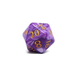 Giant 55mm Plastic D20 Dice, Billiard Ball Size 20-Sided Dice (Purple Swirl)