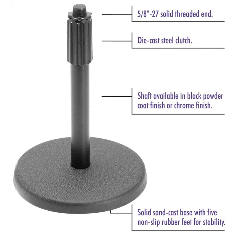 OnStage DS7200B Adjustable-Height Desktop Microphone Stand – Black - 2