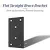 Bonsicoky 8Pcs Flat Straight Brace Brackets Stainless Steel, Black Fixing
