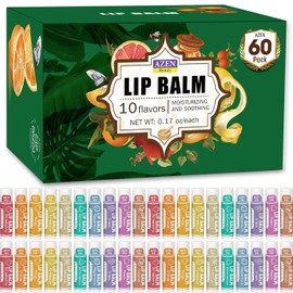 AZEN- Paquete de 60 bálsamos labiales, bálsamos labiales naturales a granel, producto para el cuidado de los labios, bálsamo labial hidratante para labios secos y agrietados