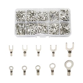 MYLCHBDJ Crimping Terminal O-type U Type Terminal Set, Round Terminals, Bare Crimp Terminals, Copper Material, 10 Sizes, 320 Pieces, Wire Combination Set, Storage Case Included, Suitable for Wiring,