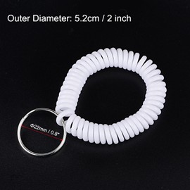 PATIKIL Spiral Keychain, 4 Pack Plastic Wrist Coil Keyring Wristband Stretchable Key Holder Lanyard for Sports Outdoor, White