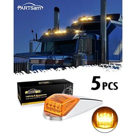 Partsam - 31LED - Luz de marcador de cabina ámbar impermeable para techo superior, compatible con Peterbilt/Kenworth/Freightliner//Wester...