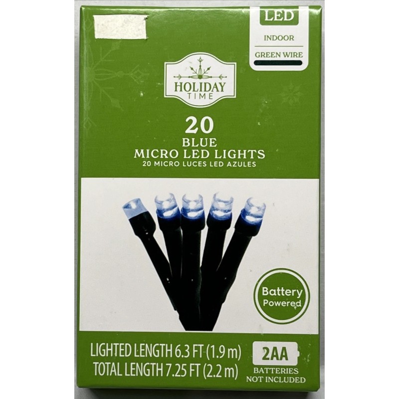 Holiday Time Christmas 20 Blue Micro LED Lights Battery Powered