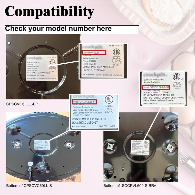 6qt Slow Cooker Ceramic Pot Replacement, Compatible with Crockpot Models