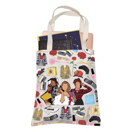 LEVLO 90s Millennial Movie Galentine's Day Shopping Bag Yellow Plaid Suit Rose Birthday Tote Bag Dance Drama Girlfriend Gift, Yellow Dress, Medium