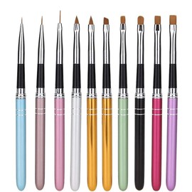 ANCLLO 10pcs Nail Art Brush Set Painting Brush Liner Brush