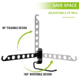 JOLY FANG Foldable Coat Hook, Wall Clothes Rack, Wall Hook, Folding Hook for Balcony, Bathroom, Laundry Room (Black-U, 1 Piece)