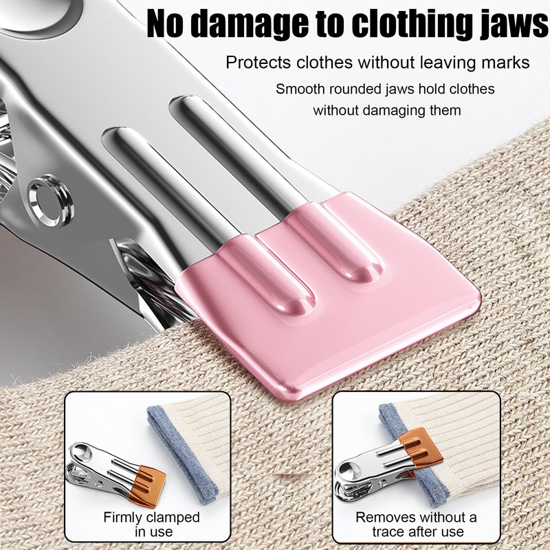 12 Pack Stainless Steel Clothes Pegs with Hooks, Windproof Colored