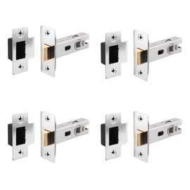 EAI Chrome Tubular Door Latch for Internal Doors - 3 Inch / 76mm - Pack of 4 Polished Chrome Tubular Mortice Latches