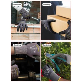 SAFEKEE Safety Work Gloves Micro Foam Nitrile Coated Seamless Knit Nylon Gloves Home Improvement Grey Gloves,12 Pairs L