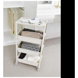 Gap multi-purpose trolley wide mobile 3-stage trolley basket cabinet gray