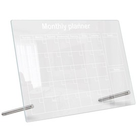 Operitacx Desktop Whiteboard Acrylic Monthly Planner Dry Erase Board with 2 Nails Stand 12x8 Inch to Do List Board Note Memo Message Board