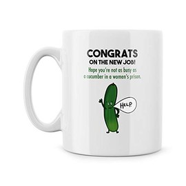 Funny Leaving Mugs Work Colleague Funny Leaving Gift New Job Gift As Busy As A Cucumber in A Women's Prison Novelty Profanity Coffee Mugs Witty Banter Gifts - MLW14